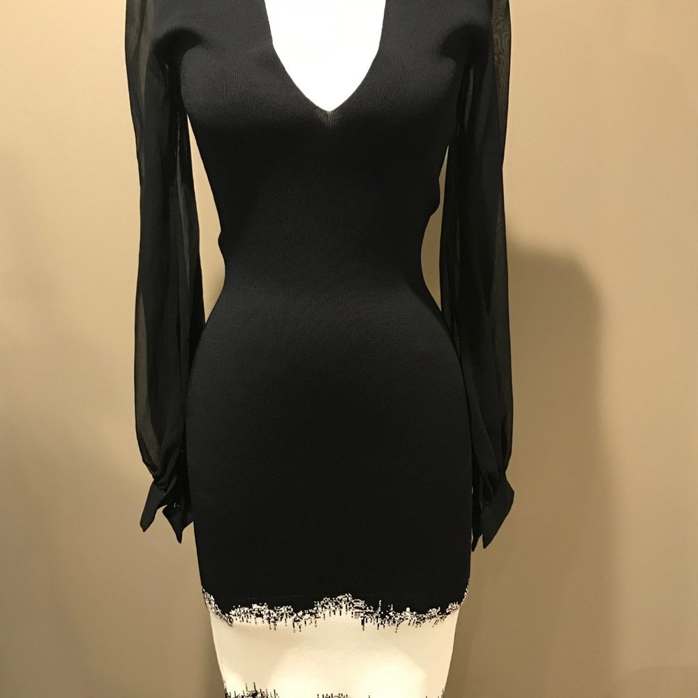 Sachin + Babi Black & White Fitted Midi Dress